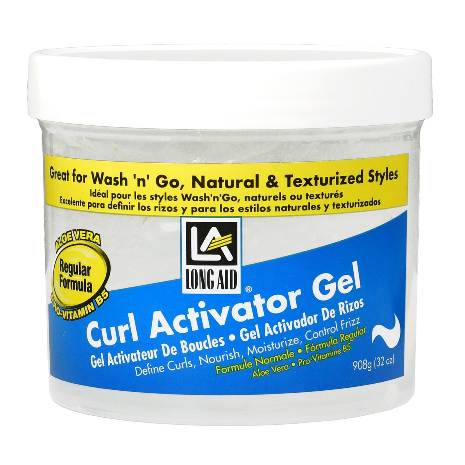 Ampro Long-Aid Activator Gel - Enriched with Aloe Vera, Protein, and Vitamin B Complex - Brings Essential Moisture to Strands - Defines Your Natural Curls - Regular - 32 oz