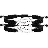 Uloveido Free Engraving Custom Puzzle Heart Bracelet for Couples, Black String Stainless Steel | His and Her Relationship Matching Bracelets Custom Y4486