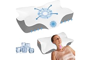 Anvo Ergonomic Pillows for Pain Relief Sleeping - Cervical Pillow for Neck Pain Relief - Memory Foam Pillows for Neck and Shoulder Pain - Neck Pillow for Side Back & Stomach Sleeper - Grey Firm Queen