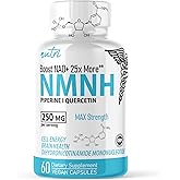 Nature's Fusions NMNH (NMN Supplement Alternative) (Dihydronicotinamide Mononucleotide) 250mg - 25 Times More Effective Than NR & NAD+ - Boost NAD+ by up to 10 Times - 60 Count (30 Servings)