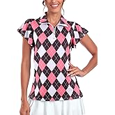 Tanst Sky Women's Golf Polo Shirts Zip Up Ruffles Short Sleeve Workout Tops Quick Dry