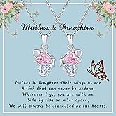 925 Sterling Silver Butterfly Matching Necklaces set 2 Mom and Daughter Necklaces Aunt Niece Matching Necklace Best Friend Friendship Necklaces for 2