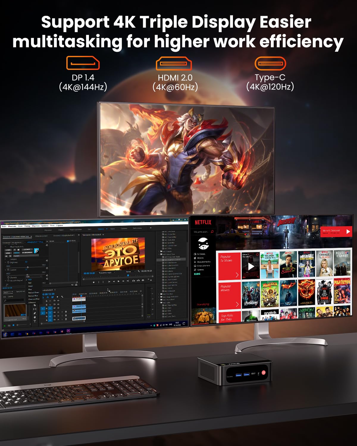 Beelink Mini PC Ryzen 7 5800H (8C/16T, Turbo 4.4GHz), 32GB DDR4 RAM 1TB PCIe3.0 SSD Mini Desktop Computers, SER5 PRO Support 4K@60Hz Triple Display/WiFi 6/BT5.2/DP+HDMI+USB-C/USB3.2/RJ45 LAN