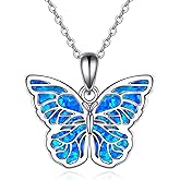 URONE Butterfly Pendant Necklace for Women Sterling Silver Butterfly Jewelry Gifts for Women