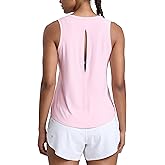 CRZ YOGA Cloudweight Open Back Workout Tops for Women Lightweight High Neck Athletic Gym Tank Soft Running Sleeveless Shirts
