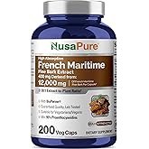 NusaPure French Maritime Pine Bark 30:1 Extract, 400 mg Equivalent to 12,000 mg Per Veggie Caps 200-Day Supply, Bioperine (Non-GMO & Vegan)