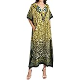 Miss Lavish London Long Kaftan Dress Women, Flowy Resort Wear, Maxi Plus Size Swim Coverup, Lightweight Summer Long Kaftan