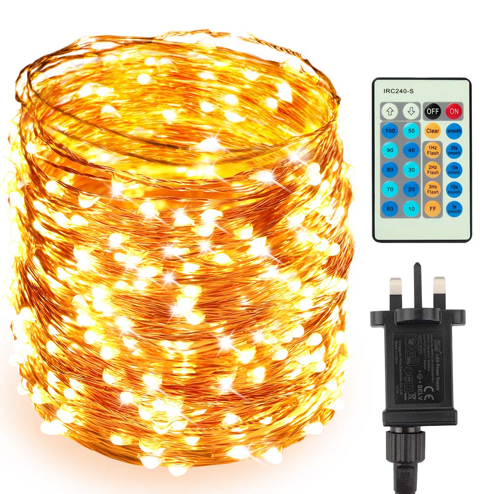 Speclux Fairy Lights Plug in Mains Powered with Remote, 50M 500 LEDs Waterproof Copper Wire String Lights，Dimmable Remote Control Starry Fairy Lights for Bedroom，Camping DIY Party Garden Tree