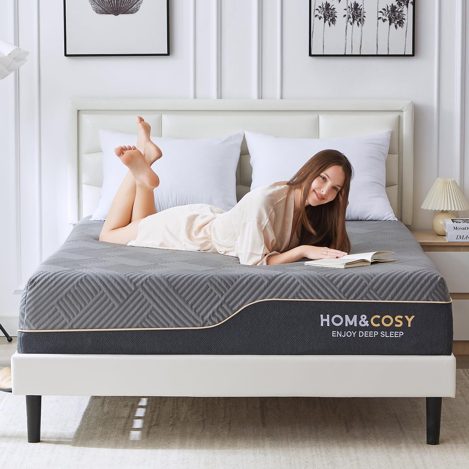 Photo 1 of Memory Foam Mattress Queen Size 12 Inch, Cooling Green Tea/Gel Mattress with Ice Silk Cover, Luxury Medium Firm Mattress for Back Pain, Bed Mattress Made in USA, CertiPUR-US Certified, 80'' x 60''