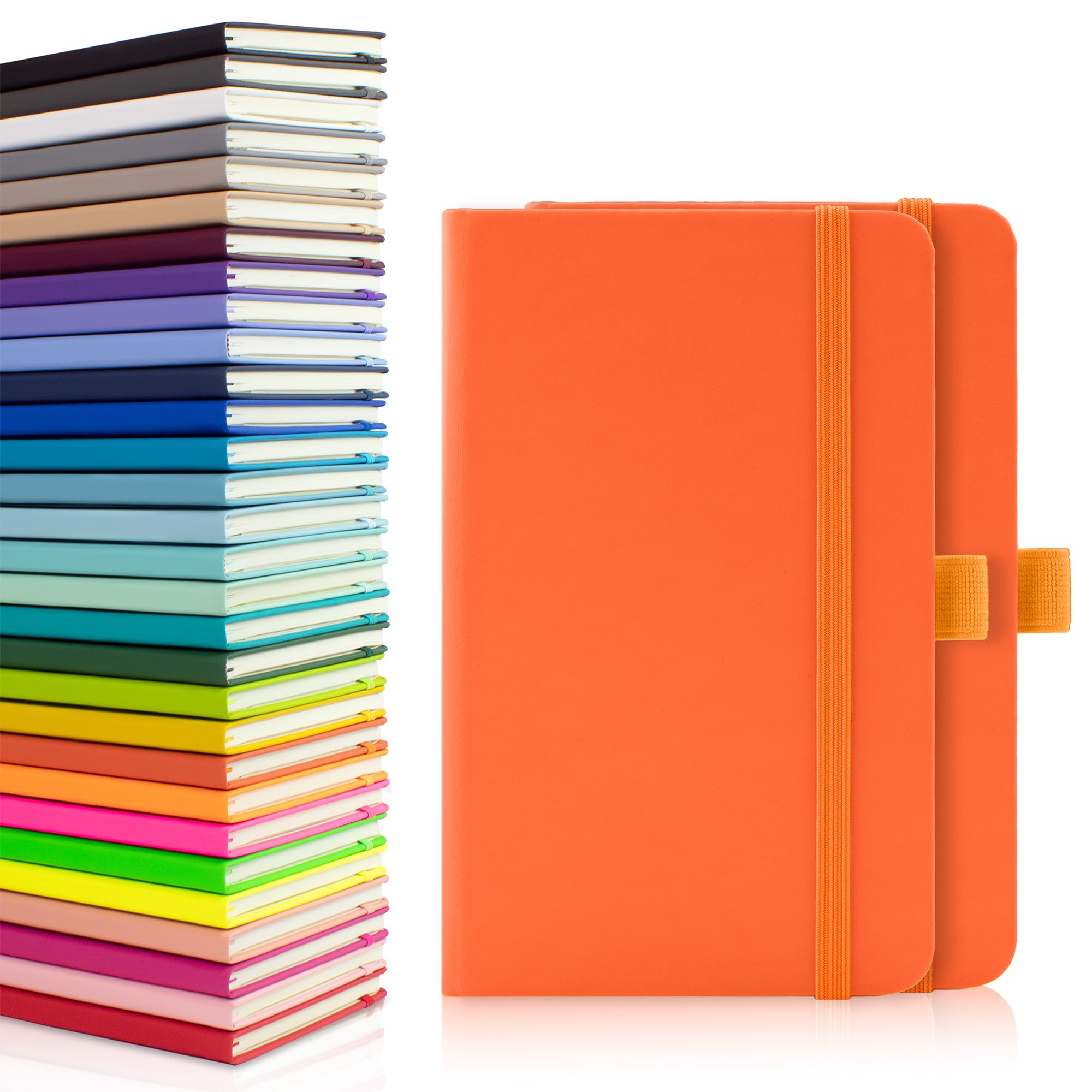 Notes London 2 x A6 Notebooks, Double Pack with Lined Pages, Pen Loop and Expandable Paper Pocket Hardback Medium Journal New Notepad Note Book Notes Diary Pad (Orange) — image 1