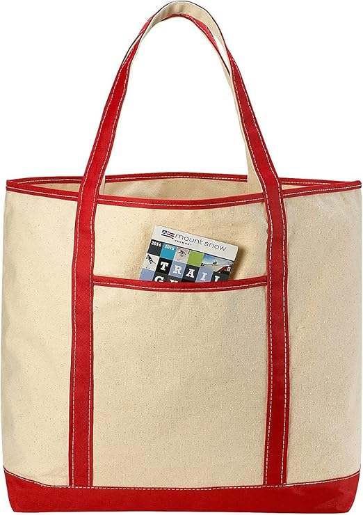 Canvas Tote Beach Bag, Assorted Colors 22" x 16" Heavy duty cotton