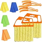 4Pcs Window Venetian Blind Cleaner Duster Tool,Feather Blind Duster for Cleaning,Washable 7 Finger Dusters Brush Dusting Clea