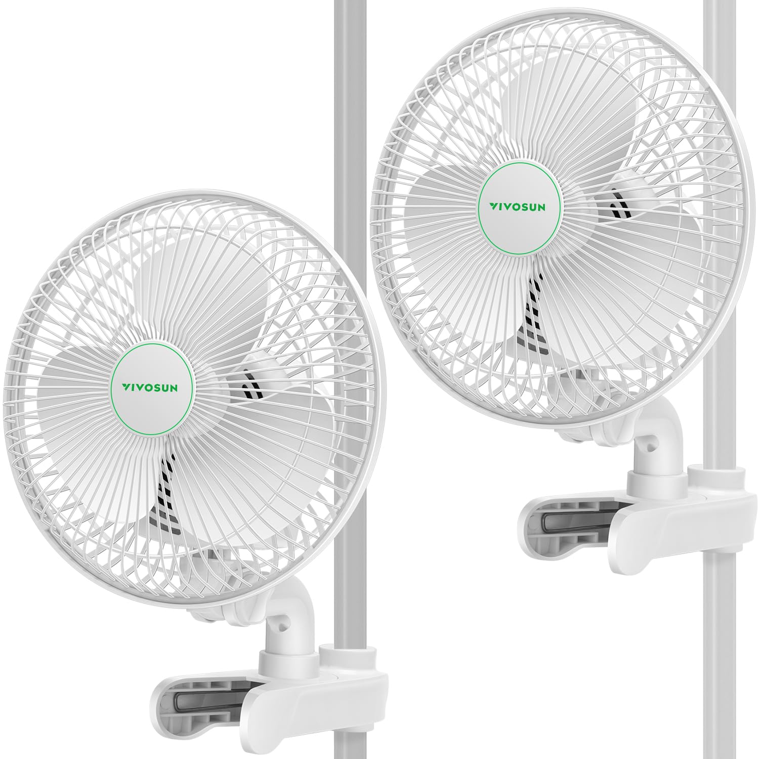 Photo 1 of VIVOSUN AeroWave A6 Grow Tent Clip Fan, Patented Portable Auto Oscillating Fan 6" with 2-Speed, Strong Airflow but Low Noise, and Fully-Adjustable Tilt for Hydroponic Ventilation, White, 2-Pack