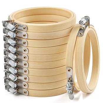 Caydo 12 Pieces 3 Inch Bamboo Embroidery Hoops