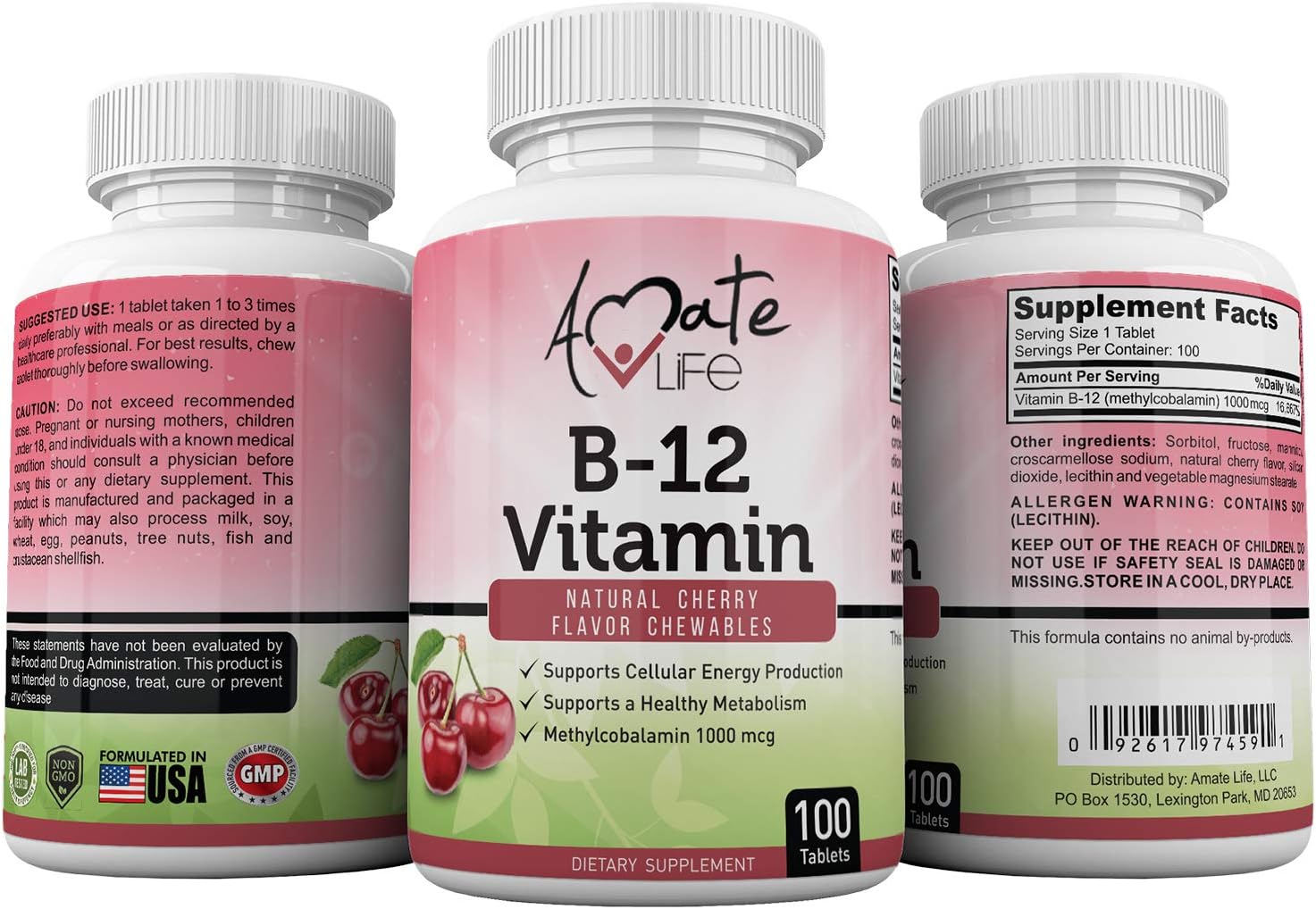 Vitamin B12 Chewable B 12 Vitamin Pills Cherry Flavor Energy Supplement