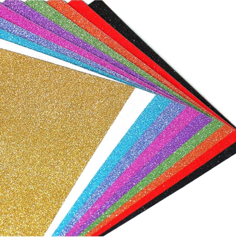 Namvo 15Pcs A4 Glitter Paper Cardstock, Sparkle 250gsm Glitter Colour Cardstock Paper Craft Card Sheets for DIY Craft Decoration
