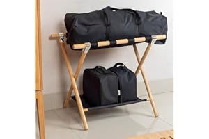 Jomifin Folding Luggage Rack with Storage Shelf, Suitcase Stand for Guest Room, Bedroom, Hotel Heavy-Duty, Holds up to 110 lb