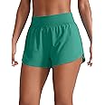 CRZ YOGA High Waisted Dolphin Athletic Running Shorts for Women 3" High Split Comfy Mesh Liner for Gym Workout Track