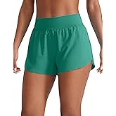 CRZ YOGA High Waisted Split Running Shorts for Women 3" - Comfy Mesh Liner for Workout Athletic Gym Track Quick Dry