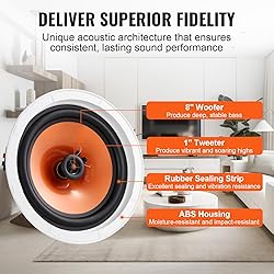 VEVOR 4 PCs 8 Inch in Ceiling Speakers, 400W Flush
