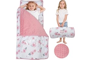 KNOIER Extra Large Toddler Nap Mat with Pillow and Blanket, 55.1''x 23'' Soft Toddler Sleeping Mat, Portable Nap Mats for Daycare, Preschool