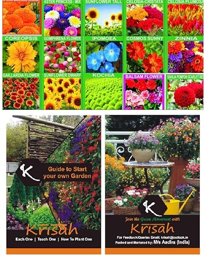 Krisah (2790+) 15 Varieties of Flower Seeds with Easy Gardening Step Guide