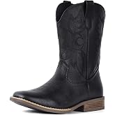 IUV Cowboy Boots for Men Western Boots Square Toe | Slip on Embroidered arch support Boot Fashionable Pull On