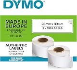 DYMO Authentic LabelWriter Address Labels 28x89 mm 130 Labels Roll 2 Pack