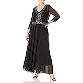 J Kara Womens Beaded Jacket Dress