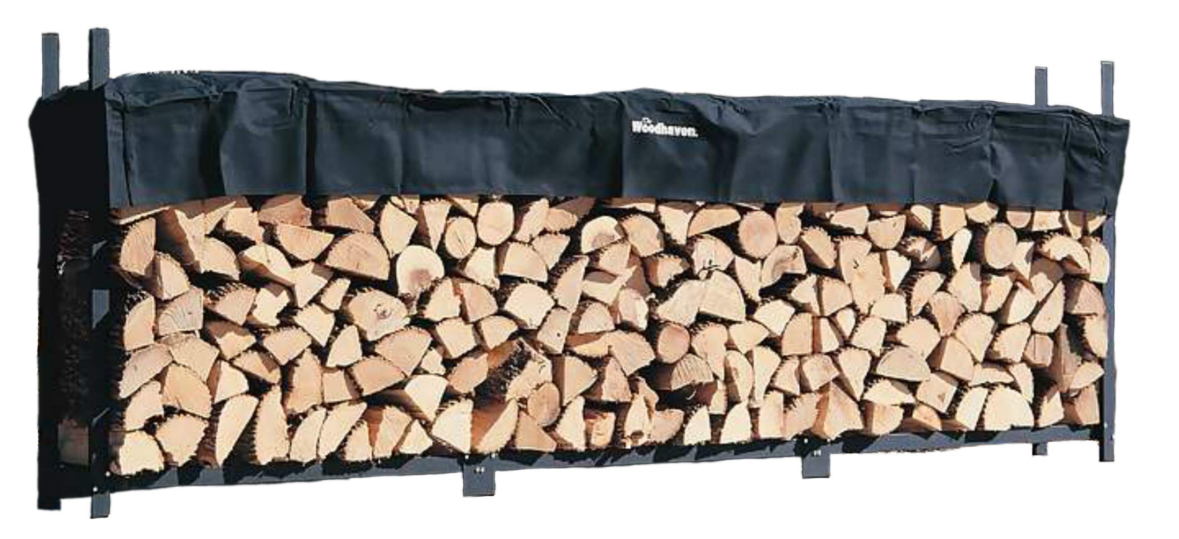 Log Rack with Vinyl Top Cover 12ft Firewood Storage Holder Powder Coat