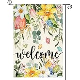AVOIN colorlife Spring Flowers Garden Flag 12 x 18 Inch Double Sided, Seasonal Welcome Yard Outdoor Flag