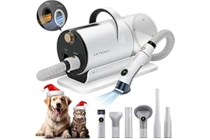 Ultenic Dog Grooming Vacuum & Pet Hair Dryer All-in-One for Shedding Grooming, 6 in1 Pet Vacuum Grooming Kit with 2L Dust Cup, Works for Dogs and Cats