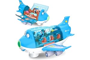 Ynybusi Airplane Toys for Toddlers 1-3-5, Toy Airplane for 4-8 Year Old Boys Girls Birthday, Toddler Toys Bump and Go Action Air Plane with LED Flashing Lights & Sounds (Blue)