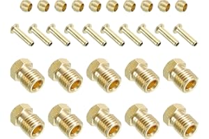 PATIKIL 2.5mm ID 4mm OD Tube Compression Assortment Kit, 20 Set Brass Compression Sleeve Ferrule & Insert & Nut for Water Oil