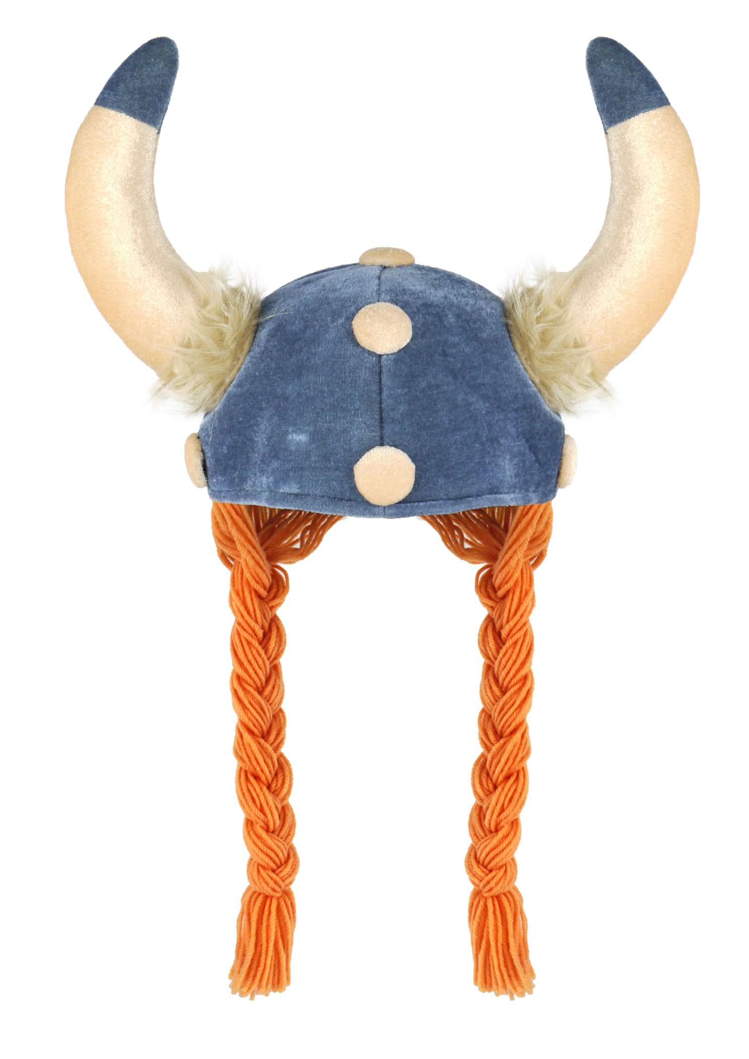 Wicked Fun Unisex Adult Soft Fabric Viking Hat with Ginger Plaits and Horns Unisex Fancy Dress Accessories