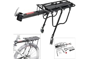 YaeTact 110 Lbs Capacity Aluminum Alloy Bicycle Rear Rack Adjustable Pannier Carrier Bike Luggage Cargo Rack Bicycle Back Rac