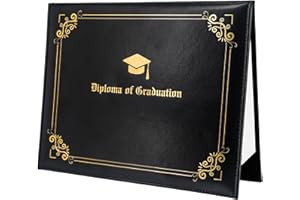 GraduationMall Leatherette Imprinted Diploma Cover for Certificate 8.5"x 11" Padded Graduation Diploma Holder Black