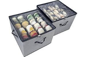 2 Pack Shoe Organizer, Shoe Storage Box with Clear Cover, Adjustable Dividers Fits 16-32 Pairs Shoe Boxes, Grey