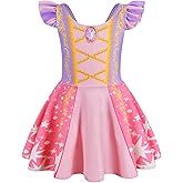 COTRIO One Piece Princess Swimsuit for Girls Short Sleeve Swim Dress Rash Guard Bathing Suit Skirted Swimwear 1-10 Years