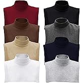 Tarpop 8 Pcs Fake Turtleneck Dickey Collar Detachable Faux Half Top Mock Blouse Collar for Women Men Adults Sweater, 8 Colors