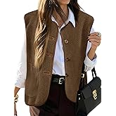 Tanakneo Womens Fuzzy Fleece Vest Sleeveless Button Down Fall Sherpa Jacket Winter Warm Old Money Outerwear with Pockets