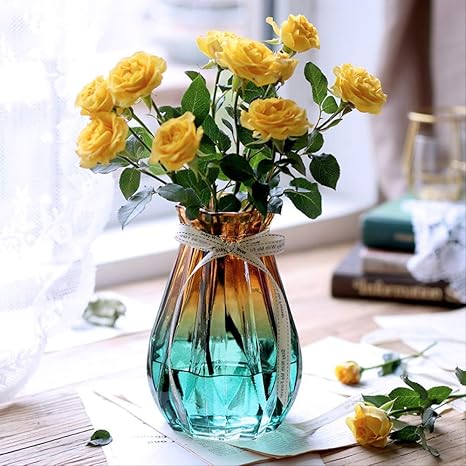 Saddpa Glas Blumen Vase Kreative Glasvase Blumenarrangement Home Decorating Flowerware 4 Farben 3 Grossen Amazon De Kuche Haushalt