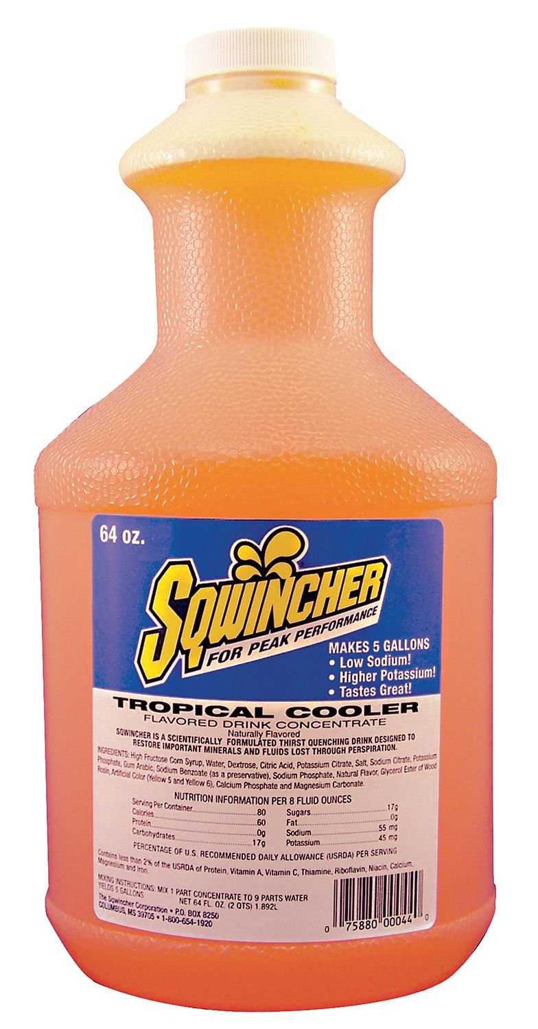 Sqwincher 030329-TC 64 Ounce Liquid Concentrate Bottle Tropical Cooler Electrolyte Drink - Yields 5 Gallons (1/EA) by Sqwincher