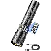 Gotellx Rechargeable LED Flashlights with Digital Power Display | Zoomable High Lumens Bright EDC Flashlight with USB C Charging Port for Home and Outdoor Emergency