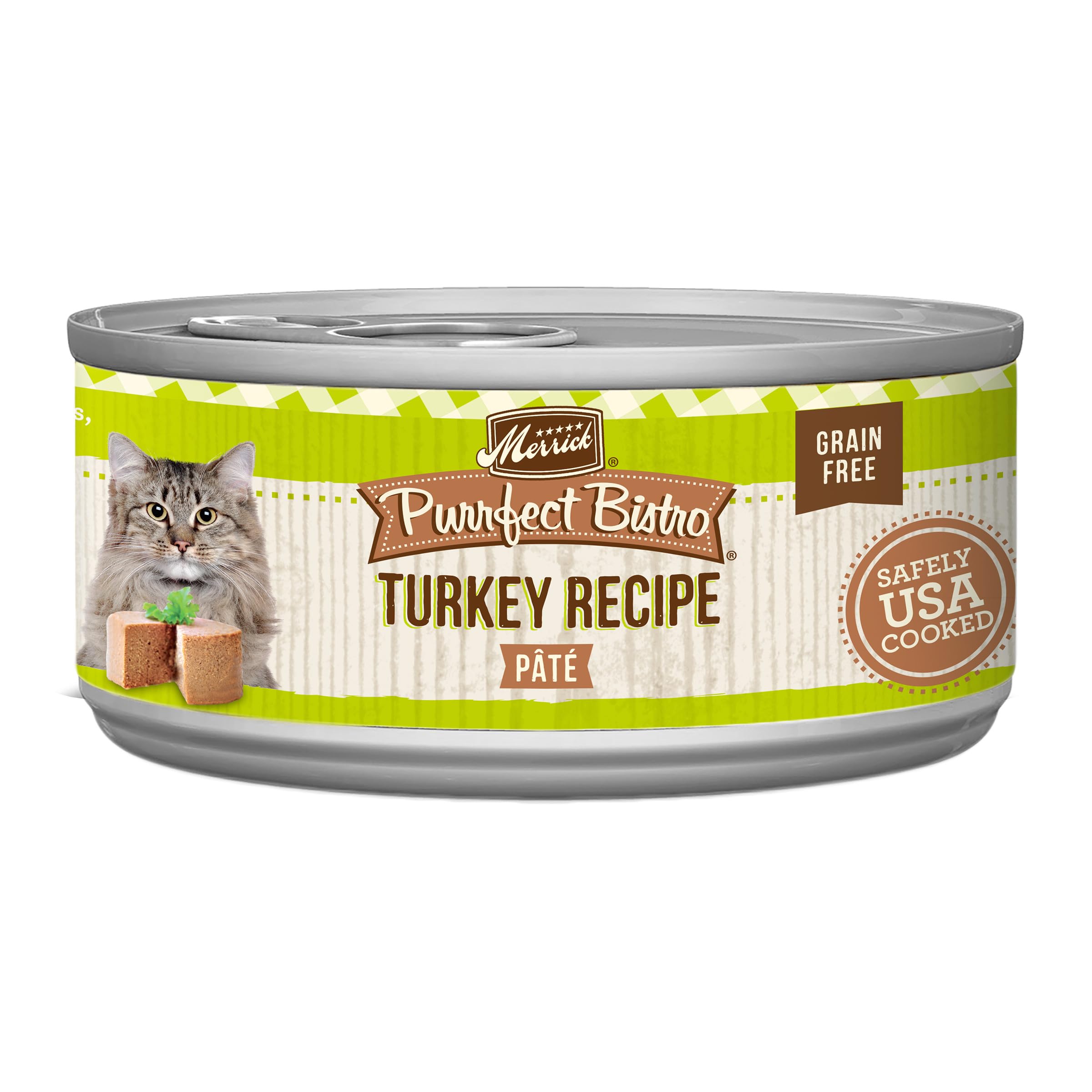 Merrick Purrfect Bistro Grain Free Premium Soft Canned Pate Adult Wet Cat Food, High Protein Turkey Recipe – (Pack of 24) 5.5 oz. Cans