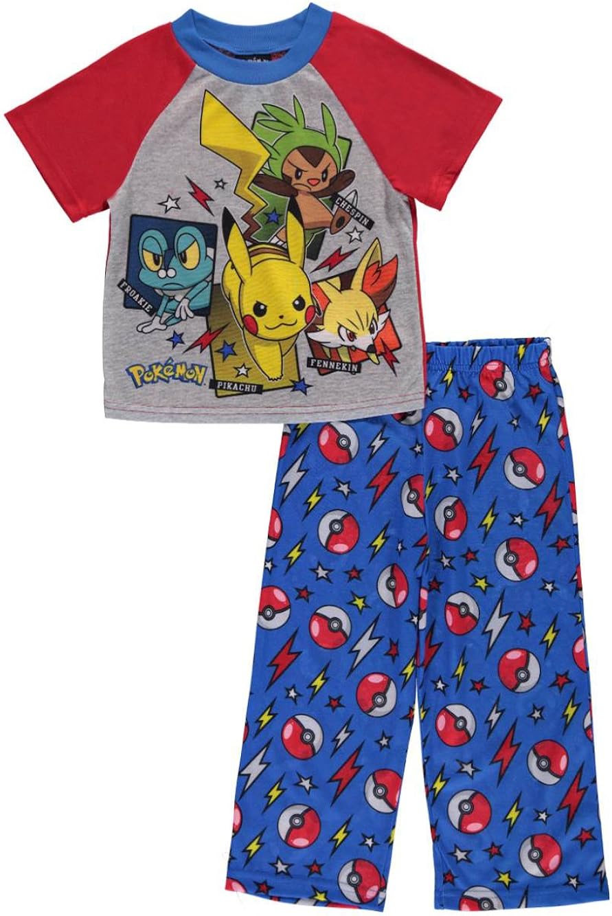 Nintendo Pokemon Boys Pajamas (Little Kid/Big Kid) (4, Blue/Grey) Clothing