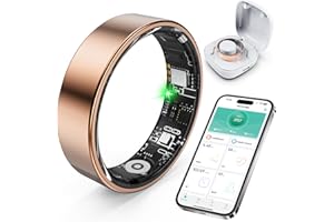 SARUNN ER Smart Ring with Sleep Monitoring, Step Counting, Heart Rate, Blood Oxygen for iPhone and Android, No Subscription Fee, IP68 Waterproof Health Tracker (Rose Gold, 7)