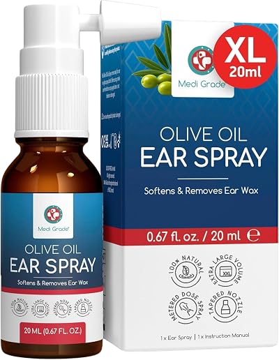 Medi Grade Olive Oil Ear Spray 20ml Ear Wax Softener Natural Ear Cleaner