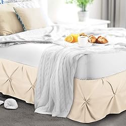 Nestl Beige Cream Bed Skirt Twin Size, Pinch Pleat