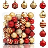 50PCS Christmas Balls 4cm / 1.6" Christmas Tree Hanging Ornaments Xmas Ball Decoration, Red and Gold Ornaments for Xmas Tree Wreath Garland